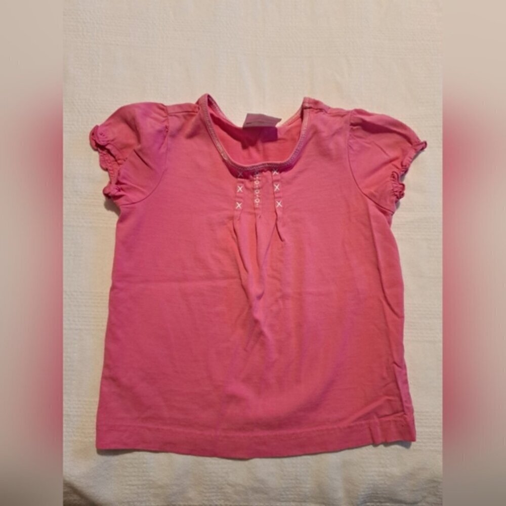 Hanna Andersson girls size 5 pink short sleeve shirt guc for age